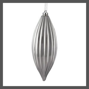 Vickerman -  8" Silver Shiny Line Finial Ornament, Pa Silver